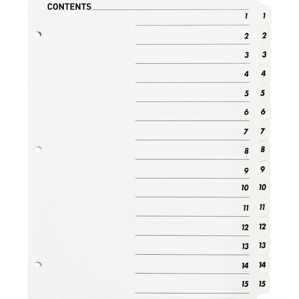 Table Of Content Quick Index Dividers Printed Tab(s), PK15